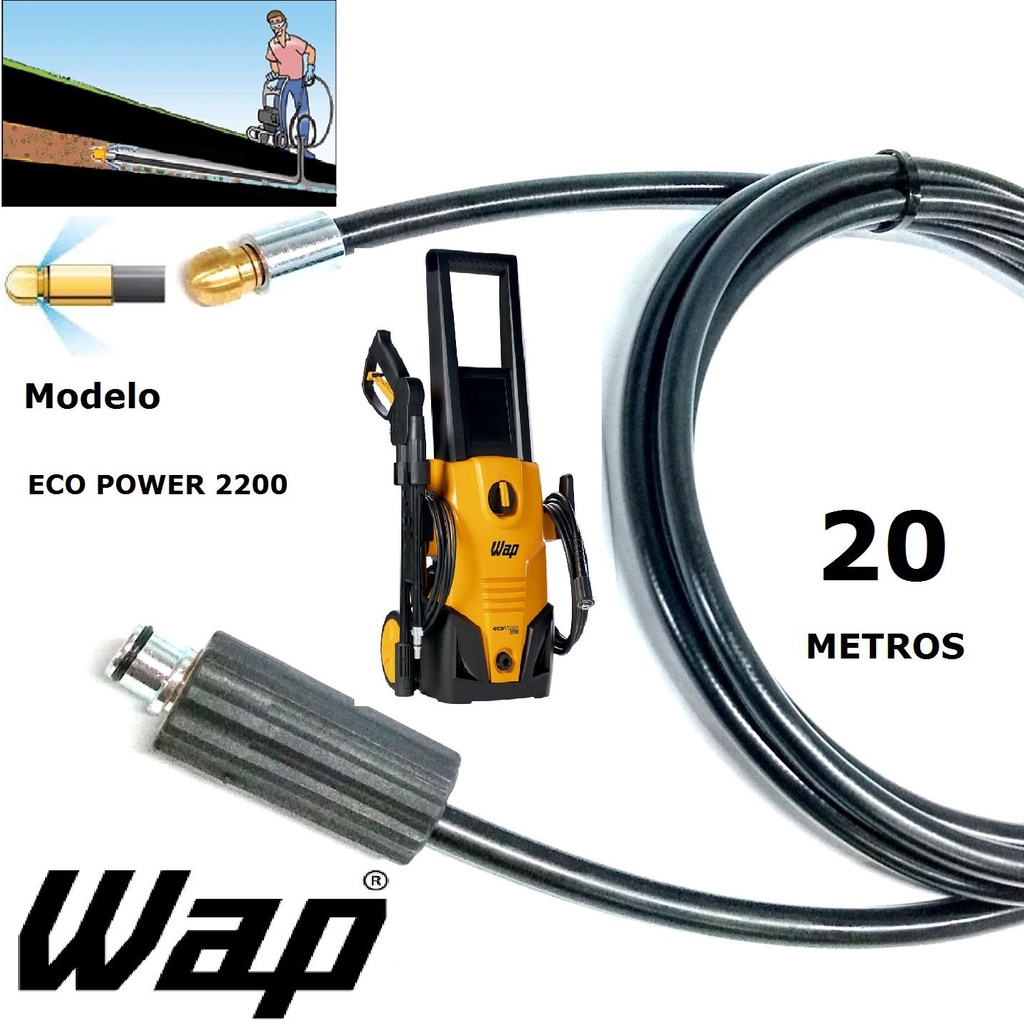 Mangueira desentupidora de tubulação WAP - 20 Metros - Wap ECO POWER