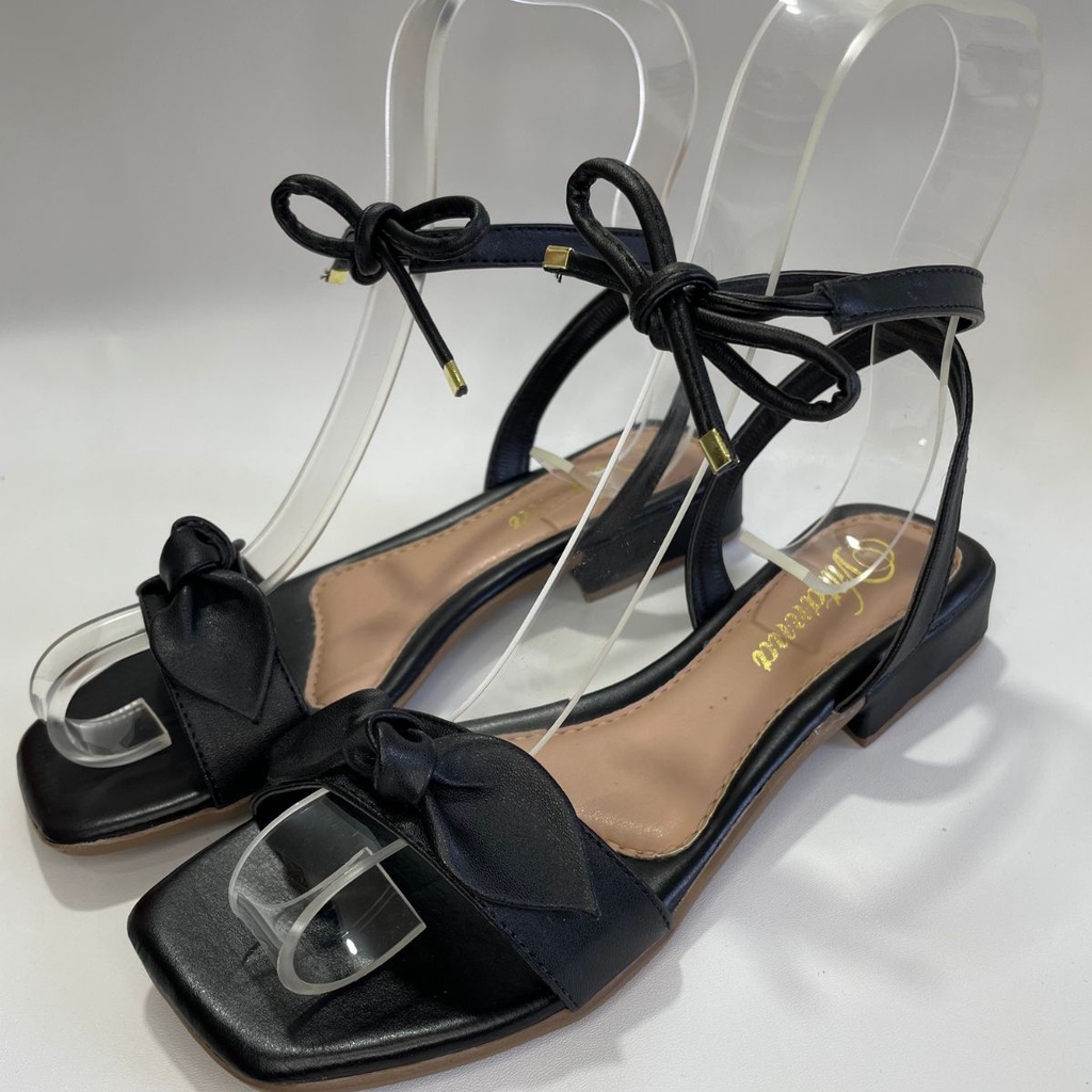 sandália feminina rasteira saltinho baixo laço 2062-05