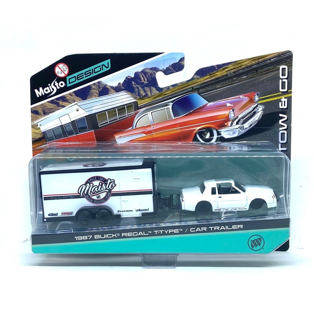 Miniatura Carro Buick Regal T-Type (1987) c/ Trailer - Tow & Go - 1:64 - Maisto Design