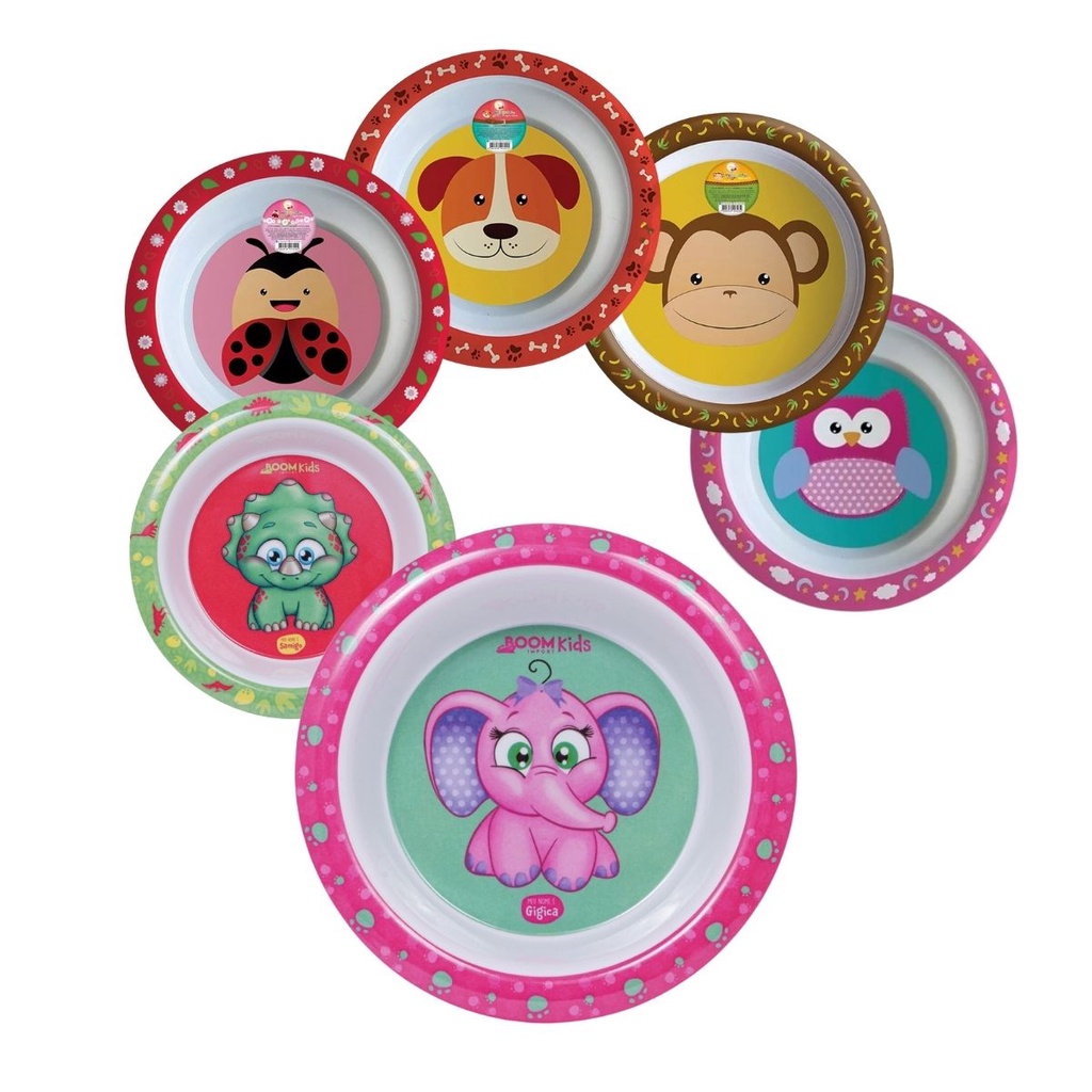 Prato Fundo Infantil Tipo Bowl 350ml Animais Frutas Introdução Alimentar