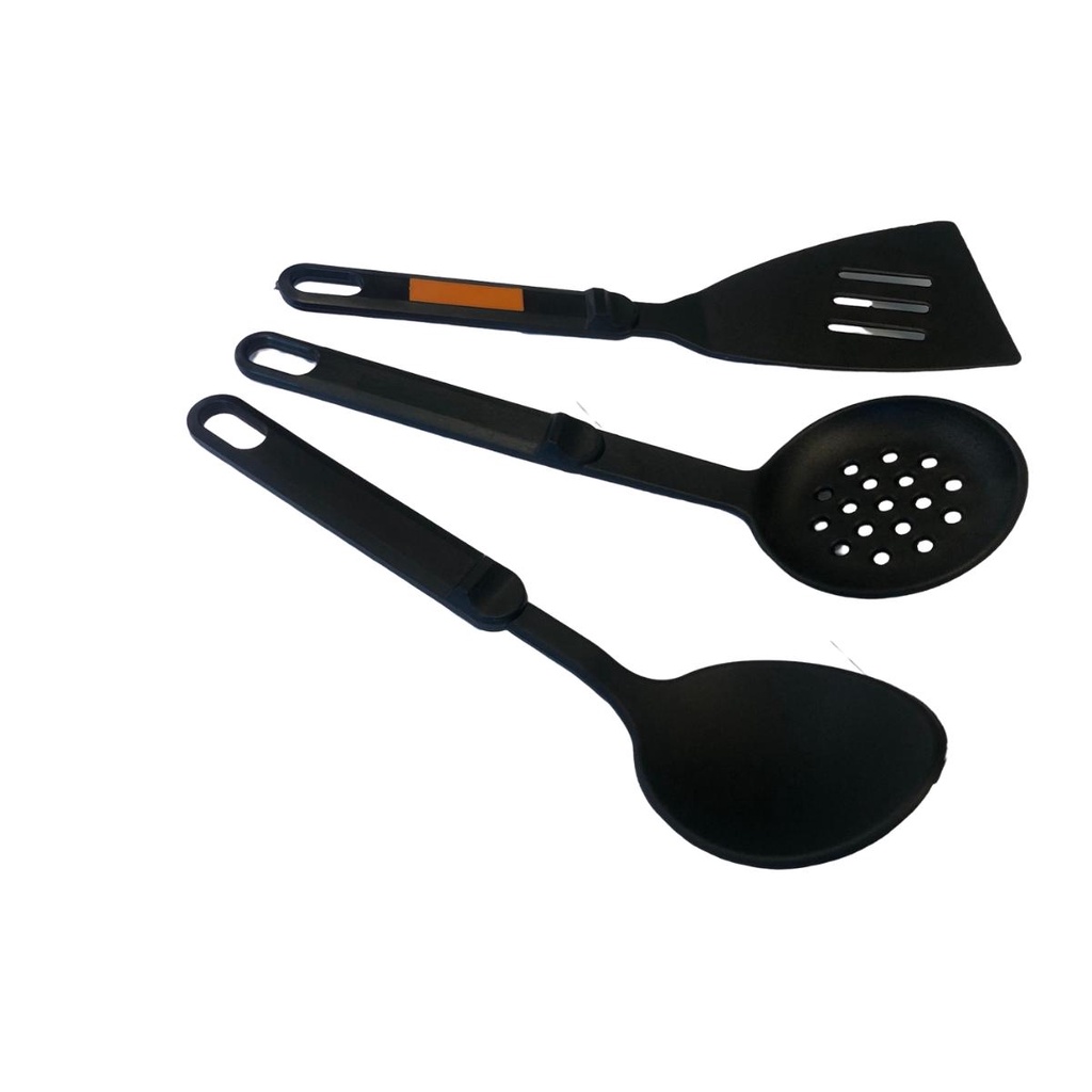Jogo Com Espátula Colher E Escumadeira Em Nylon Nacional em Oferta na Shopee