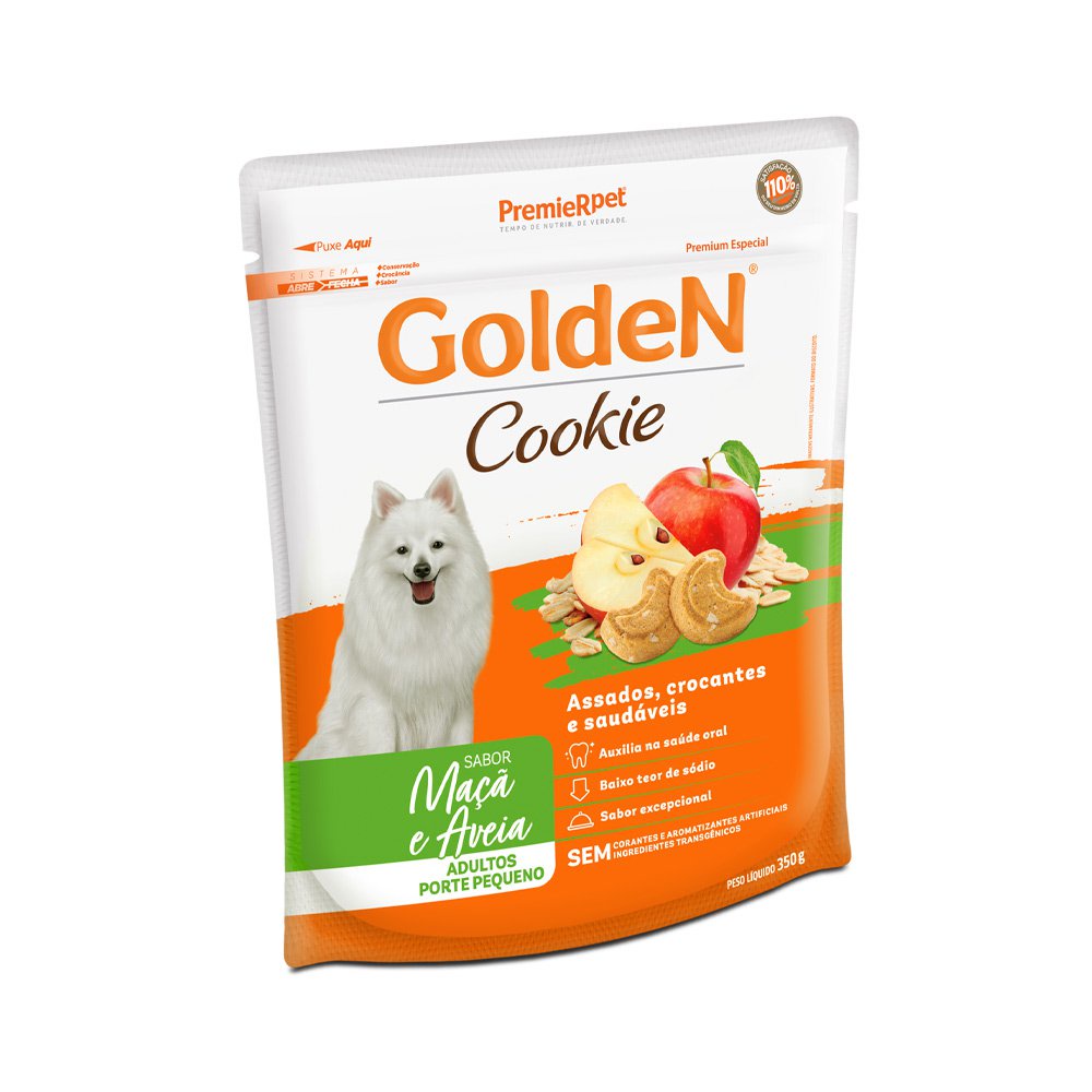 Detalhes do Kit com 3 Biscoito Petisco Golden Cookie Maça E Aveia 350G