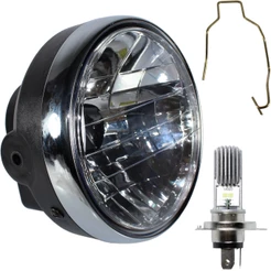Farol completo CG150 Titan Sport 2004 a 2008 aro cromado com lâmpada led