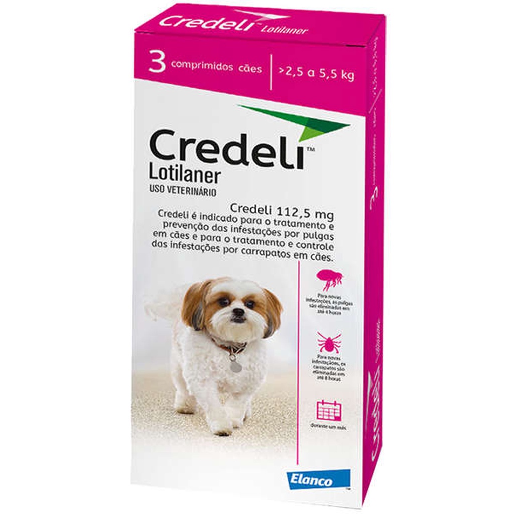 Credeli Elanco 112,5 mg para Cães de 2,5 a 5,5 Kg - 3 Comprimidos em Oferta na Shopee