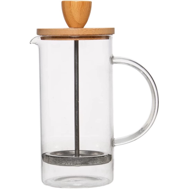 Cafeteira Prensa Francesa 370 ML em Vidro C/ Tampa de Bambu 7355  MIMO