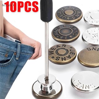 10pcs Calças De Costura Livres Jeans Botões De Cintura Metálicos Ajustáveis Reutilizáveis Fivelas De Pressão Com Chave De Fenda Acessórios De Bricolagem