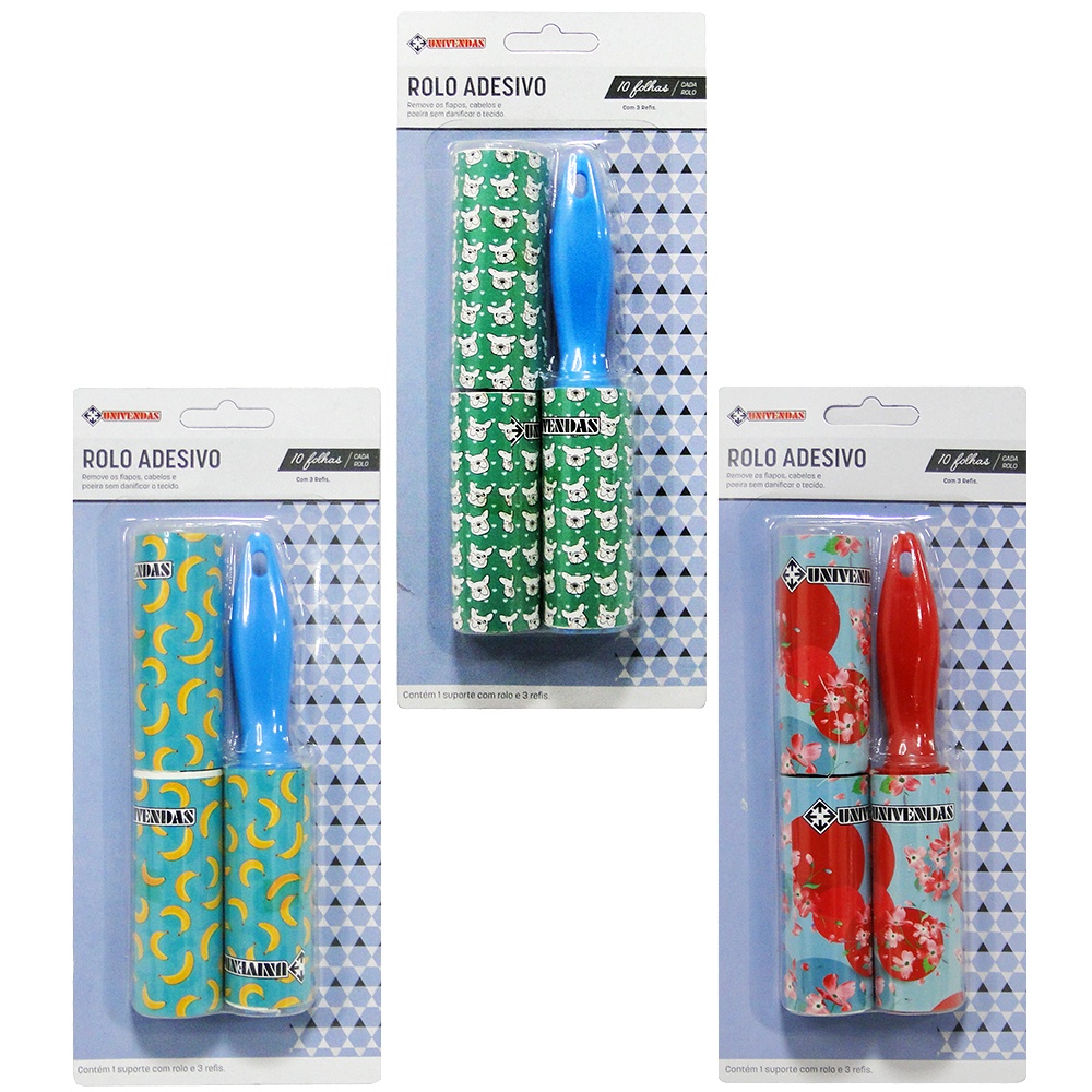 Papa bolinha / tira pelo com 3 rolos com 2 refis com 10 folhas descartaveis cada