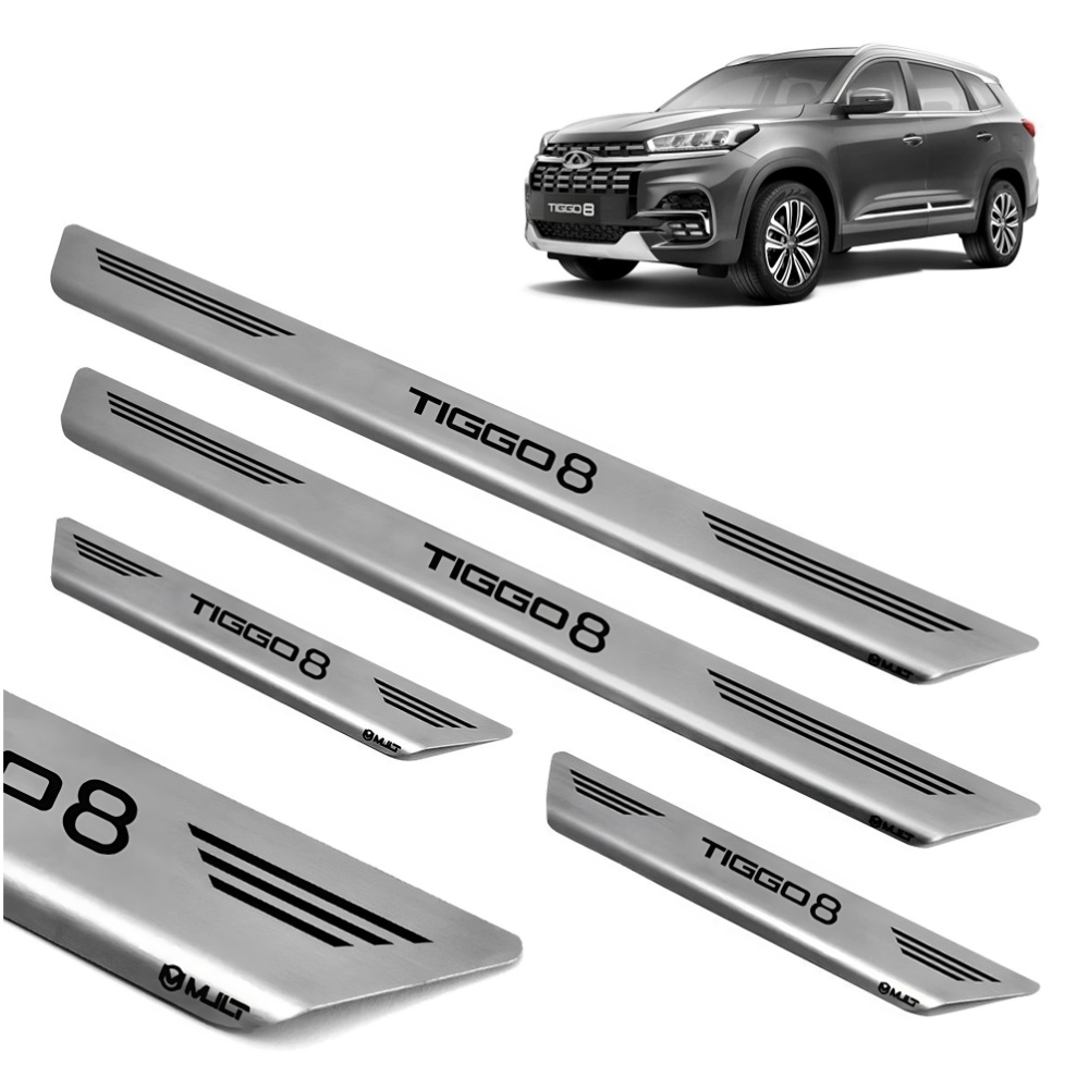 Jogo Soleiras de Portas Carro Chery Tiggo 8 21 a 23 Aço Inox