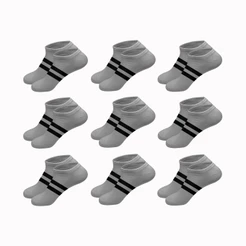 Kit 10 Pares de Meias Cano Curto Algodão Cinza M7