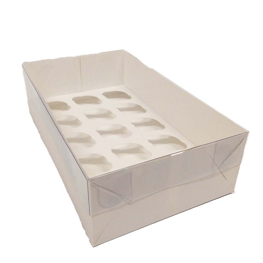 Caixa Transparente - 15 Cupcake Mini - Branco - 30 x 18 x 8 cm - 5 unidades - Assk - Rizzo
