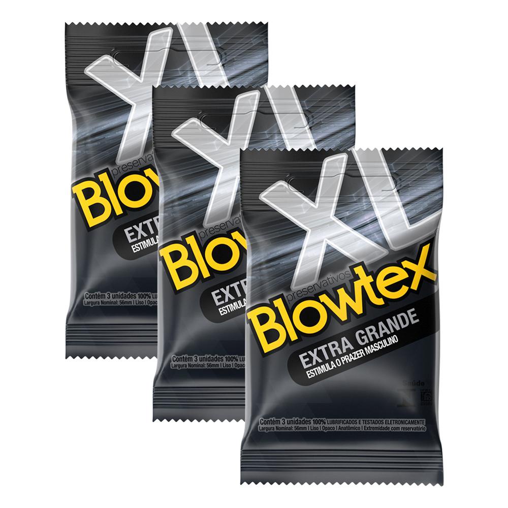 Kit 3 Pacotes Preservativo Blowtex Extra Grande C/ 3 Unidades Cada em Oferta na Shopee