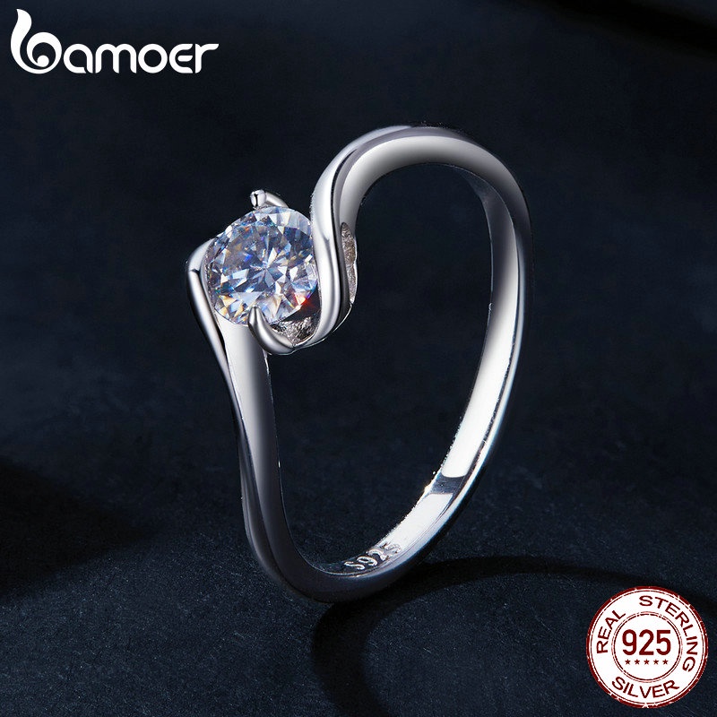 BAMOER 925 Prata Esterlina VVS1 D Cor 0,5 Anel Moissanita De Quilate Testado Por Instrumento 100 % Genuíno Com Certificado em Oferta na Shopee