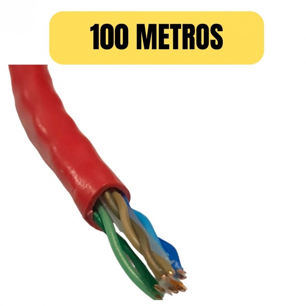 CABO DE REDE CAT6 CMX 100 METRO VERMELHO INTERNET LAN FURUKAWA