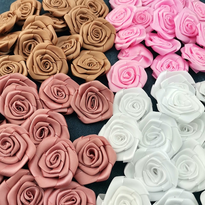 (30 Peças/Saco) 40mm De Largura Rosa Artificial Artesanal Fita De Cetim Casamento Artesanato Tecido Flor Cabeça Produção em Oferta na Shopee