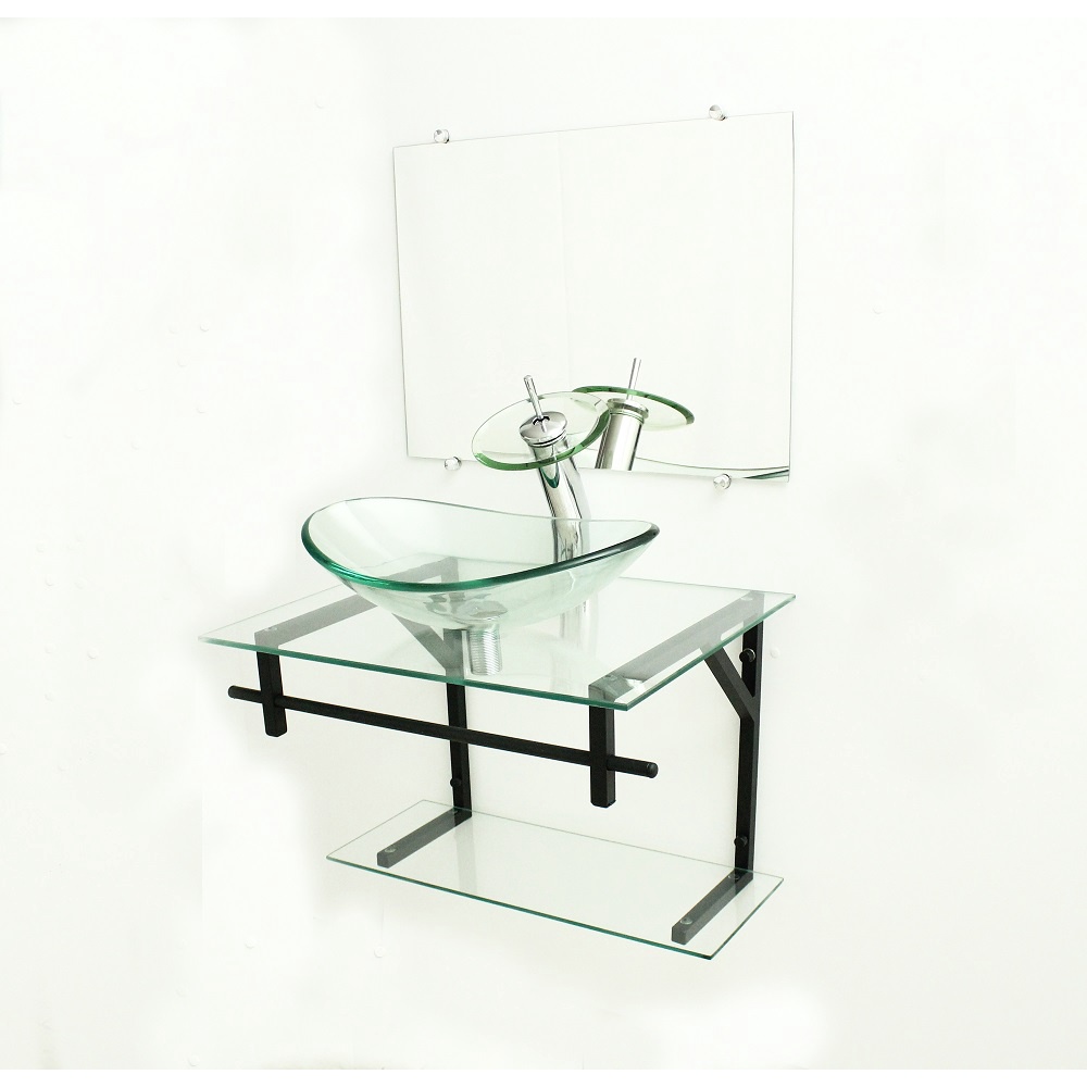 GABINETE DE VIDRO 60CM AP COM CUBA OVAL INCOLOR