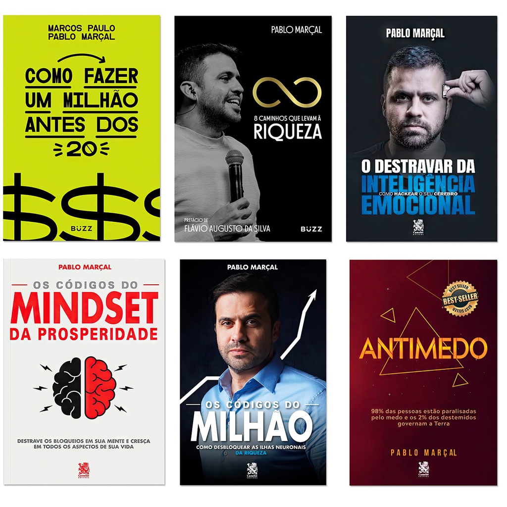 Kit Pablo Marçal - Milhão antes 20 + Códigos Milhão + Antimedo + 8 caminhos que Levam a Riqueza + Mindset Prosperidade +