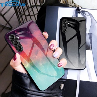 Para Samsung Galaxy S23 FE M54 A14 A54 A34 A24 Caixa Starry Sky Vidro Temperado Estrutura De Silicone Macia Capa Dura Telefone