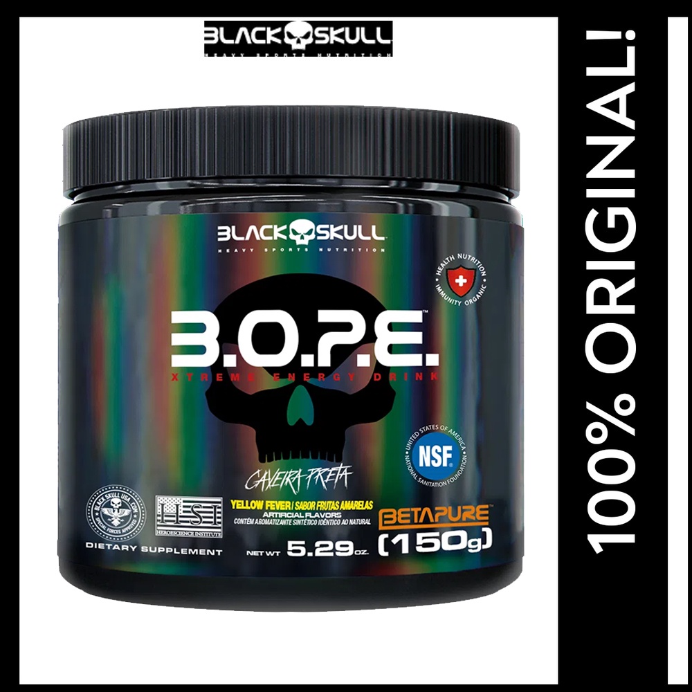 Pre Treino Black Skull B.O.P.E Caveira Preta 150G