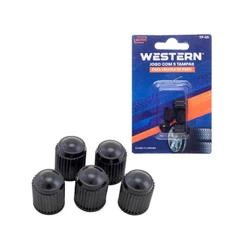 Kit com 5 Tampas Pretas para Válvula de Pneu de Carro e Moto