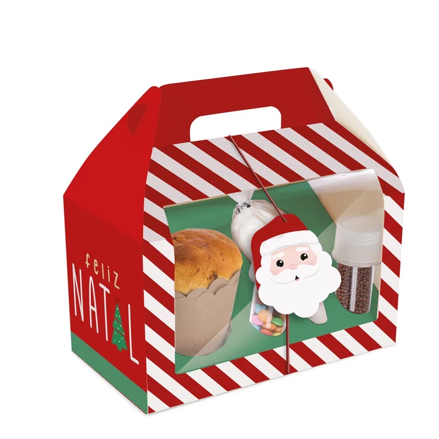 Maleta Para Kit Confeiteiro -  Feliz Natal - 18 x 18,5 x 10 cm - Cromus Natal - 1 unidade - Rizzo em Oferta na Shopee