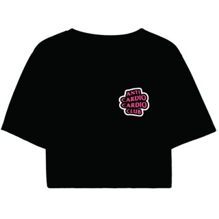 Cropped Feminino Preto Tumblr blogueira Anti cardio club academia feminina manga curta