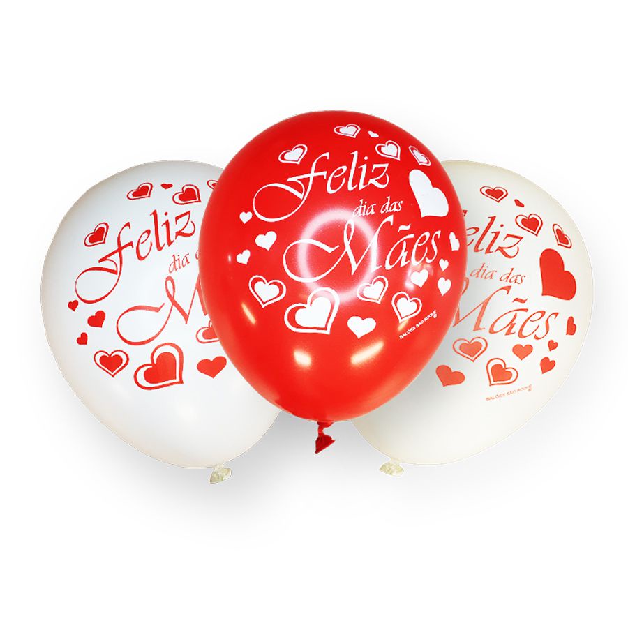 Balão de Festa  Decorado - Tema Dia das Mães - Sortidos - 9" 23cm - 25 unidades - Balões São Roque - Rizzo em Oferta na Shopee