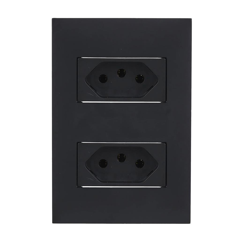 Conjunto 2 Tomadas Horizontal 10a 4x2 Black Satin Recta BLux em Oferta na Shopee
