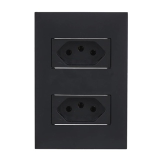 Conjunto 2 Tomadas Horizontal 10a 4x2 Black Satin Recta BLux em Oferta na Shopee