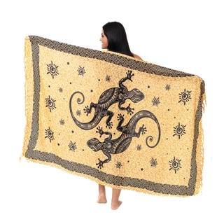 Canga De Praia em Viscose Estampa Lagarto Bege em Oferta na Shopee