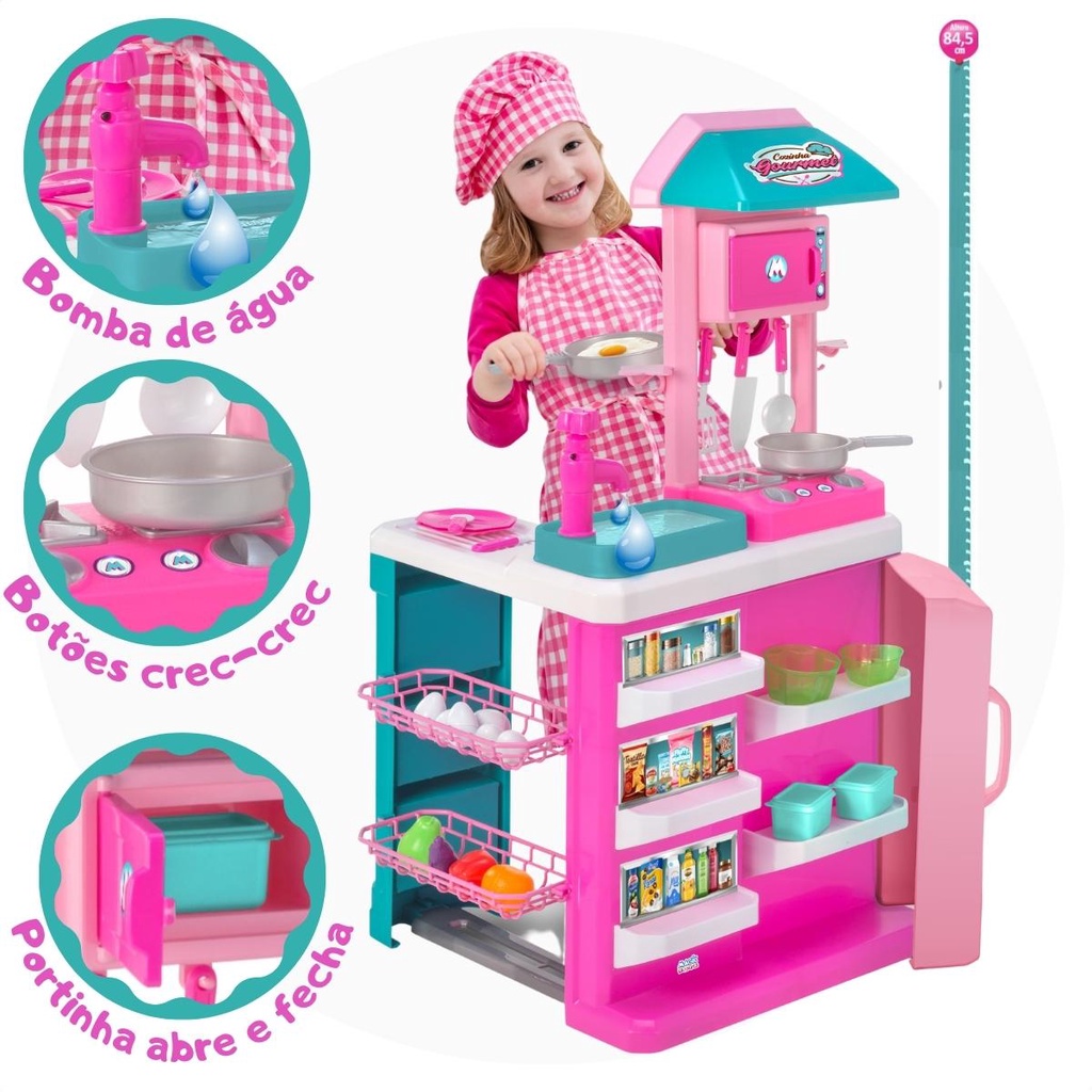 Brinquedo Cozinha Infantil Gourmet Completa Com Acessórios Sai Água Magic Toys em Oferta na Shopee