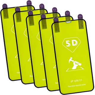 Kit com 5x Películas de Gel 5D Nano Flexível Silicone Gel Para iPhone XR / iPhone11