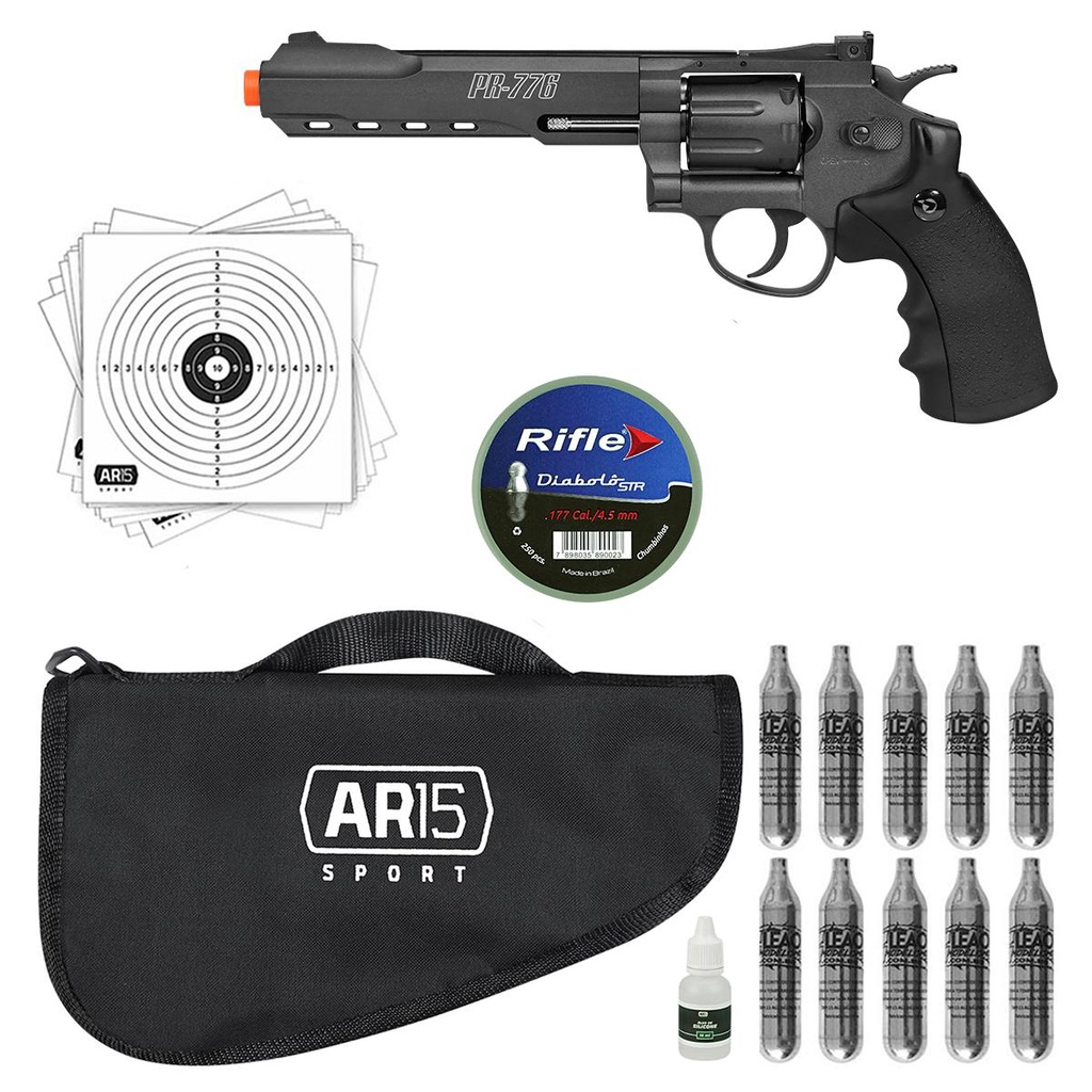 Revolver Metal Pr-776  10xCO2 4.5 + Capa + Chumbinho em Oferta na Shopee