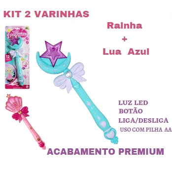 Kit 2 Varinhas Mágica Musica Infantil Som Luz Brinquedo Condão