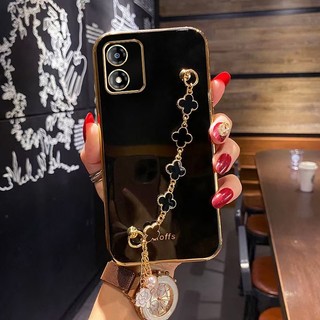 Estojo Para Câmera Motorola Moto E13 Girls Clover Bracelet Pulseira De Concha Macia Galvanizada em Oferta na Shopee
