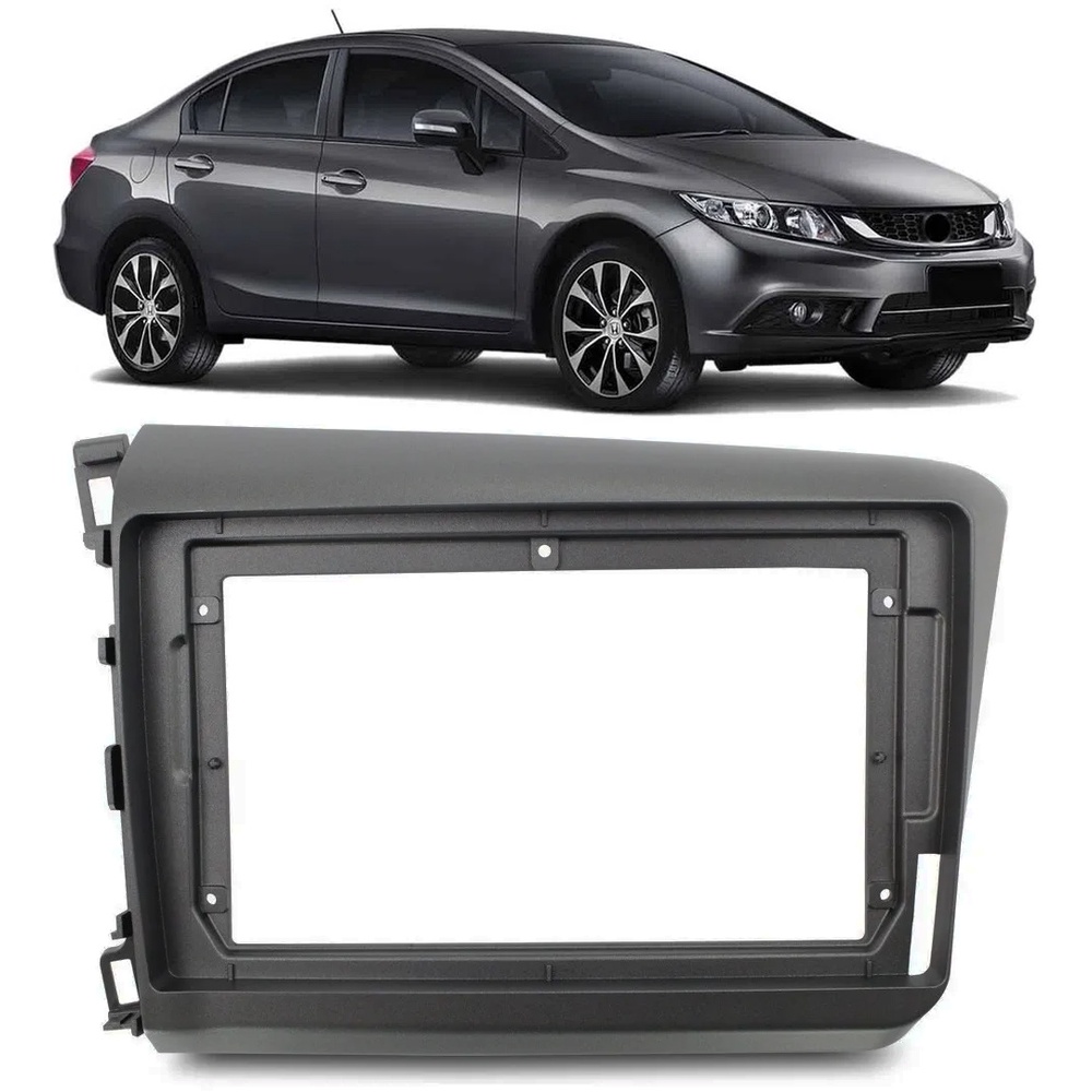 Moldura De Painel 2 Din 9" Polegadas Civic 2012 2013 2014 2015 2016 Grafite