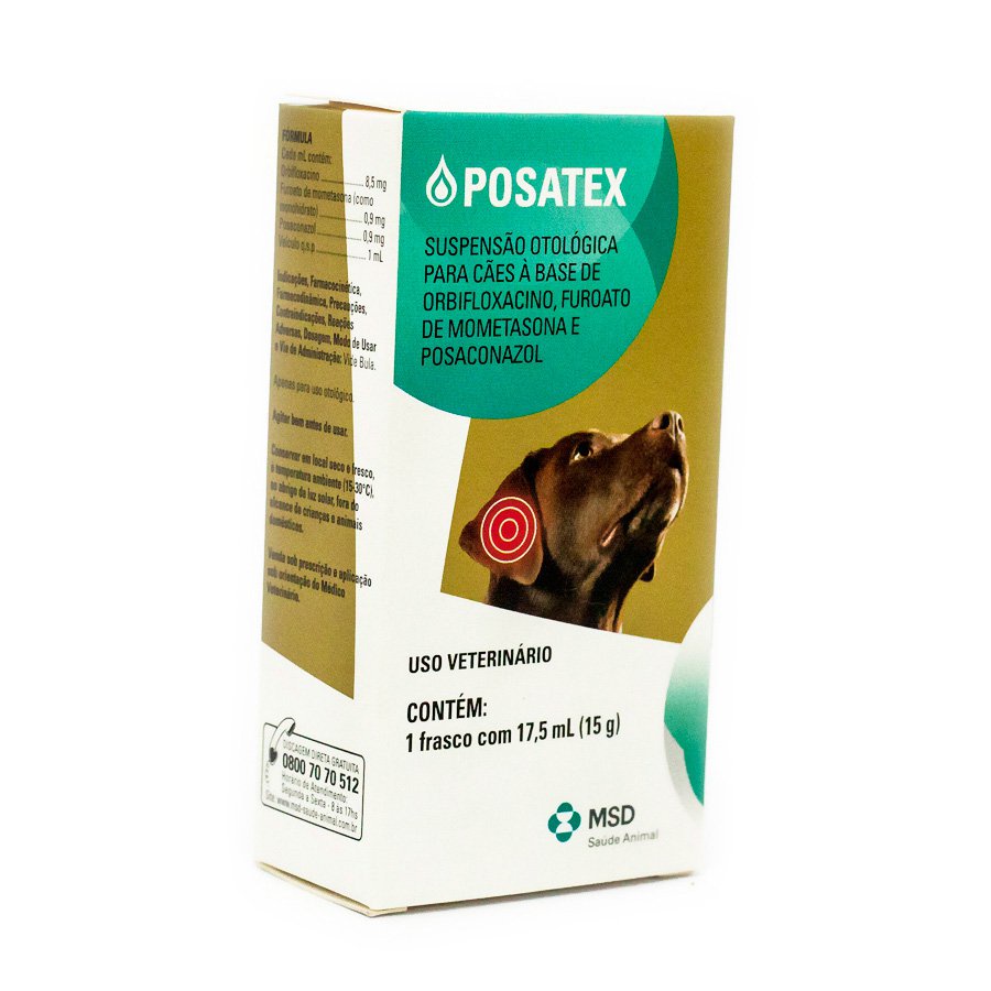 Posatex Anti-Inflamatório Suspensão Otológica Cães MSD 17,5mL em Oferta na Shopee