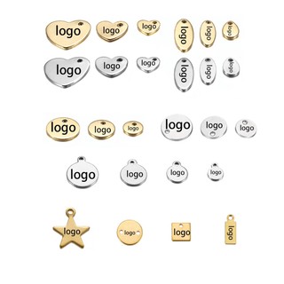 50 pçs personalizado gravação a Laser nome logotipo de aço inoxidável etiqueta personalizada logotipo personalizado DIY