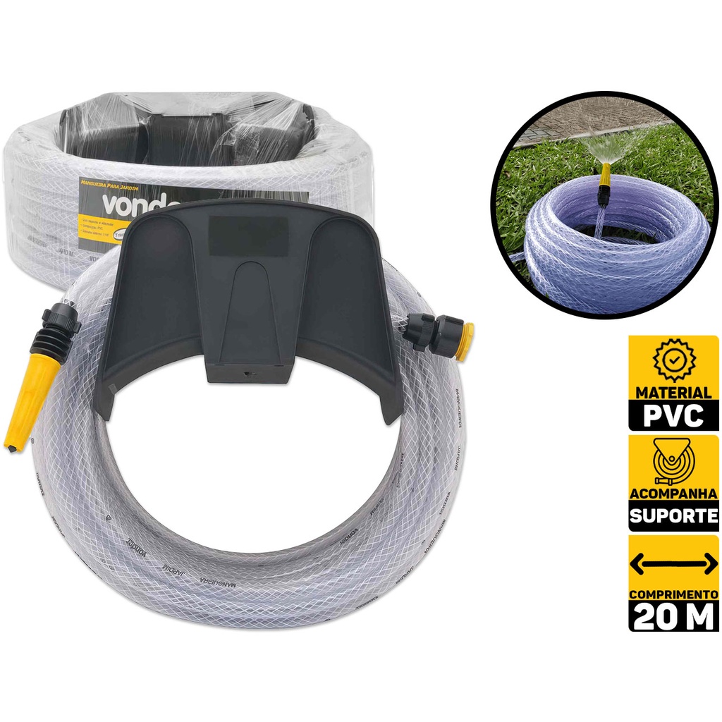 Mangueira Para Jardim Com 20m Com Esguicho E Suporte Vonder 3121020001 em Oferta na Shopee