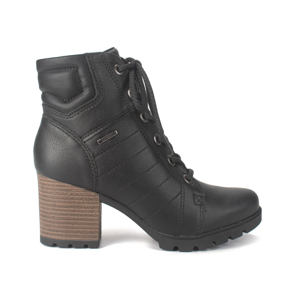 Coturno Feminino Dakota Cano Curto 100% Couro Salto Bloco