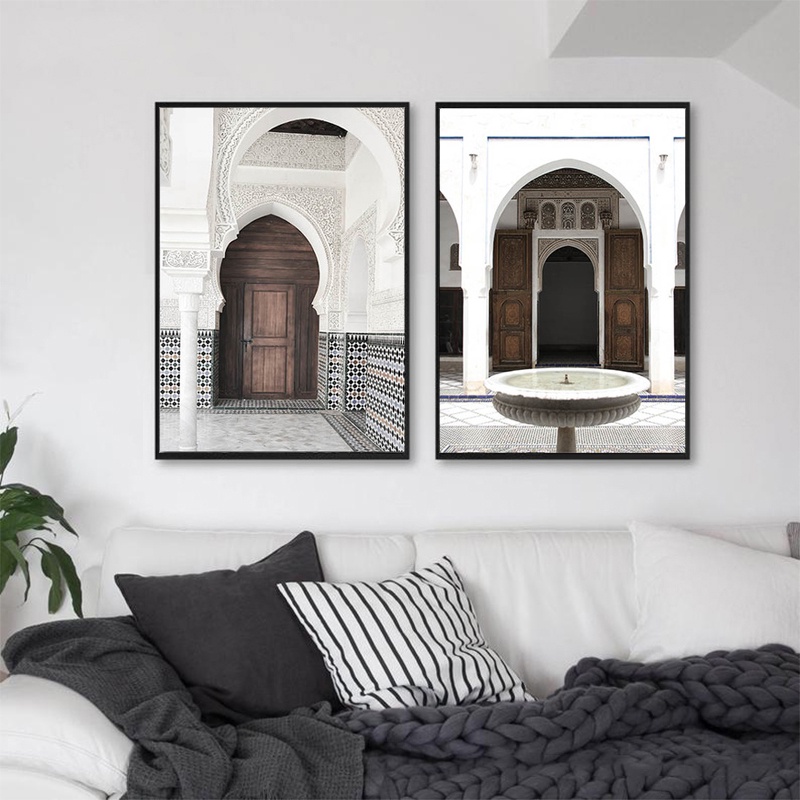 Quadro Decorativo árabe, Marrocos Porta Velha Mesquita, quarto decoração casa Quadro Decorativo Islâmica, Subhanallah, Bismillah tamanho grande Decoração para sala casa cozinha quarto Poster decorativo  abstrata Moderno árabe, Marrocos Retro arte #14