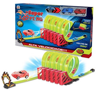 Pista Super Looping Brinquedo Tipo Hotwheels Pista Infantil Com Carrinho Fricção Braskit em Oferta na Shopee