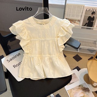 Lovito Blusa com Textura de Babados e Franzidos para Mulheres LNE18021 (Alperce)