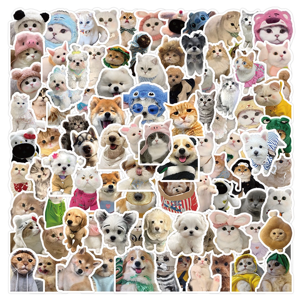 200/100 Pçs Engraçado Bonito Animais De Estimação Filhote De Cachorro Gatinho Adesivos Para Bagagem Caso Do Telefone Por