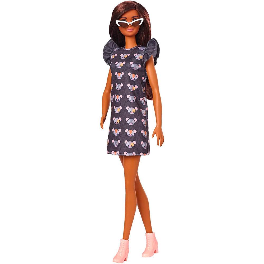 Barbie Fashionistas Morena Vestido Cinza - Mattel em Oferta na Shopee