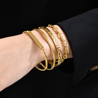 Nova bracelete de aço inoxidável com abertura de martelo de malha dourada com espiga de trigo pulseira de aço inoxidável