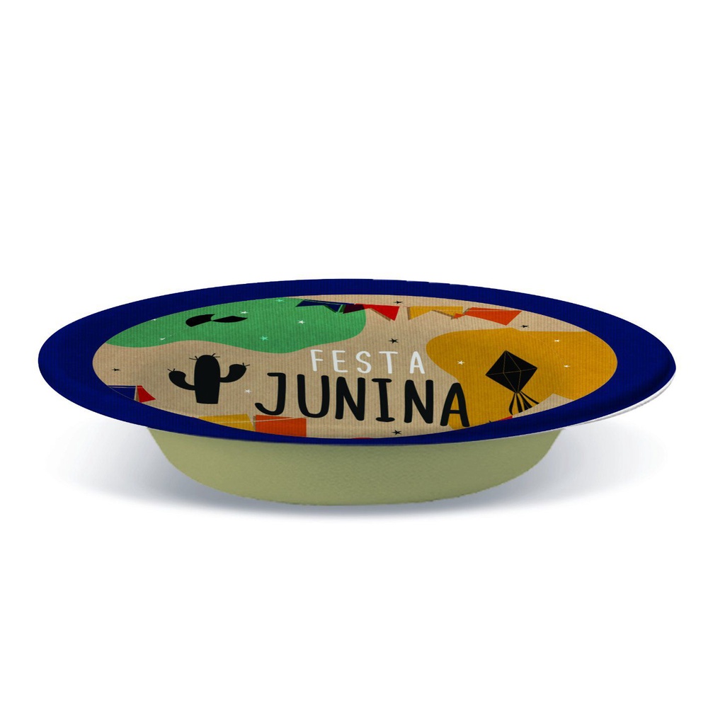 Prato Petisqueira Laminado - Junina Kraft - 18 Cm - 8 Unidades - Cromus - Rizzo - Home & Living