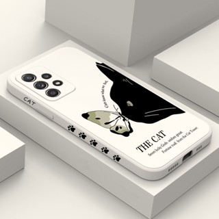 Capa De Fofa Preta De Gato Borboleta Telefone Para Samsung Galaxy A73 A23 A33 A53 A52 A72 5G A13 A32 A51 A71 4G Nota 20 Silicone Com Padrão Lateral Líquido