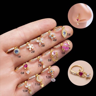 1 Pedaço De Cobre Zircônio Nariz De Anel Sem Fechadura Borboleta Flor De Lua Emaranhado Pinna Piercing Jóias Corporais De Orelha em Oferta na Shopee