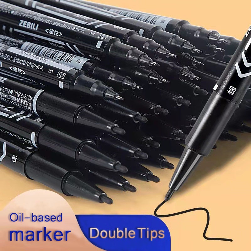 Caneta Marcadora Permanente Dicas Duplas Preto/Azul/Vermelho À Base De Óleo Material Escolar De Papelaria em Oferta na Shopee
