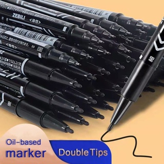 Caneta Marcadora Permanente Dicas Duplas Preto/Azul/Vermelho À Base De Óleo Material Escolar De Papelaria em Oferta na Shopee